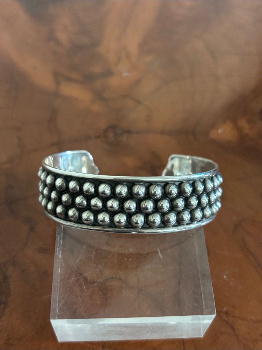 Sterling Silver Beaded Cuff Bracelet - Sterling Silver